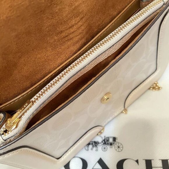 NWT COACH Georgie Crossbody Chalk Signature C Canvas & Leather Gold Details - Picture 12 of 14
